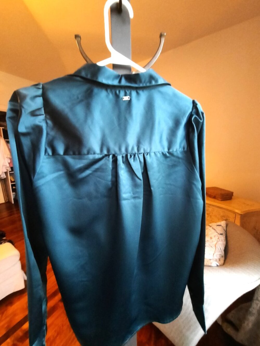 NWT Mexx satin teal blouse with cowl neckline - Picture 7 of 7